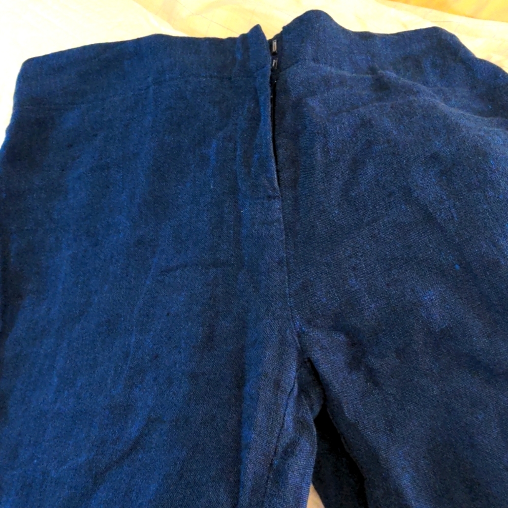 Soft Surroundings Linen Blue Pants Lagenlook Minimalist Casual Wide Leg Medium